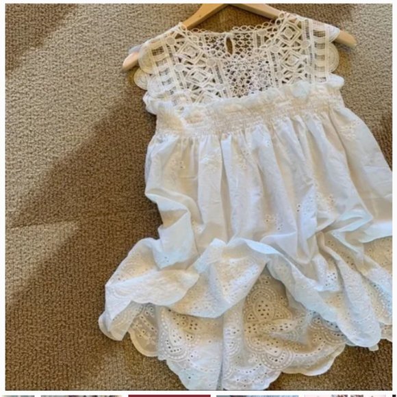 New White Eyelet Lace Tank Blouse - Picture 3 of 3